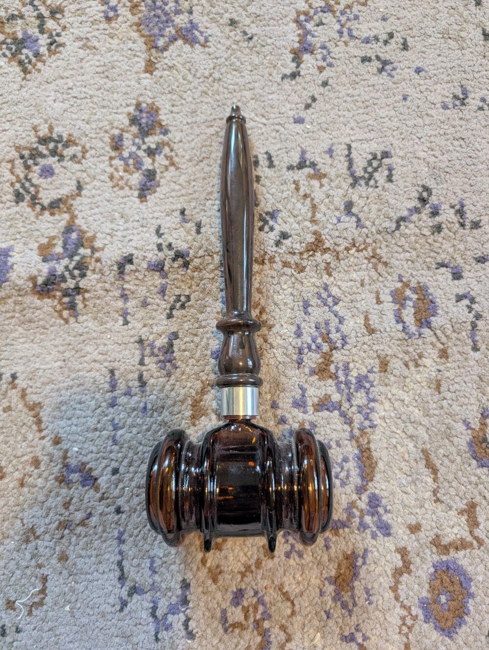 Avon Vintage Judge Gavel After Shave Cologne Brown Glass Bottle Empty 1967